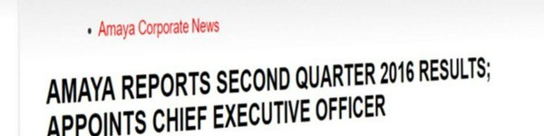 Финансовый отчет Amaya за второй квартал 2016 года