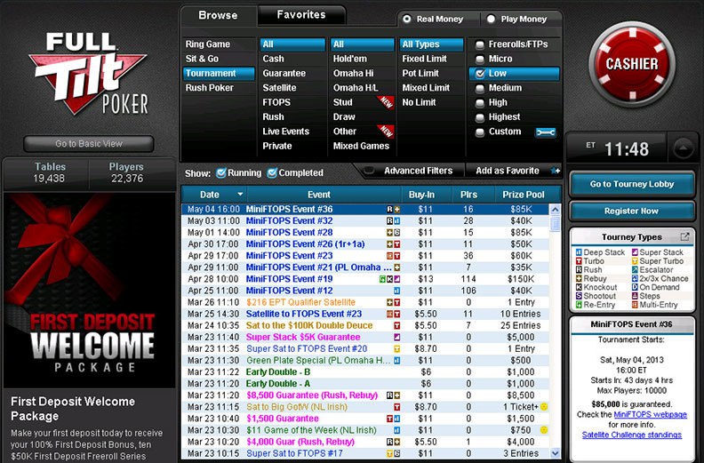 Full Tilt poker buy-in