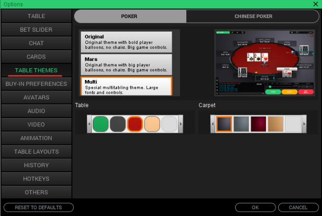 вид столов покердом